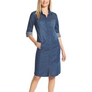 Chico's pre owned Denim Chambray Shirt Dress